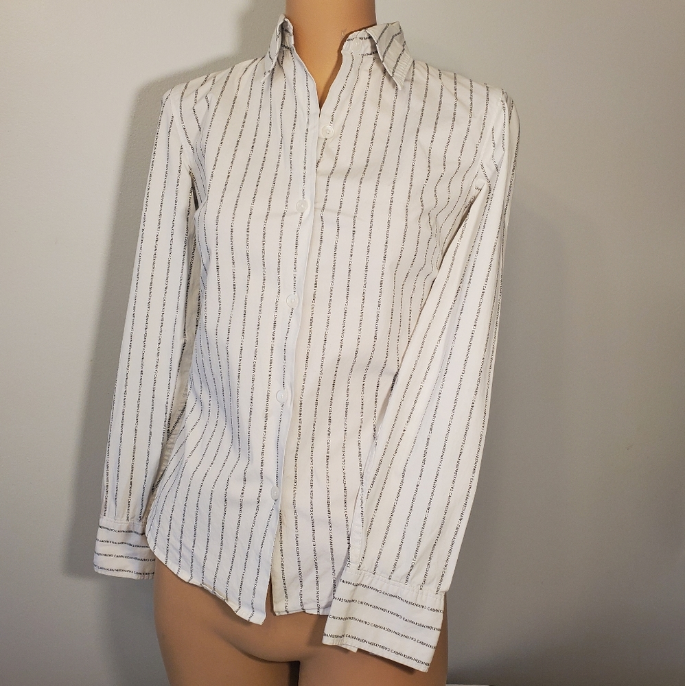 Calvin Klein Fitted Button Up With Branded Stripes - image 2